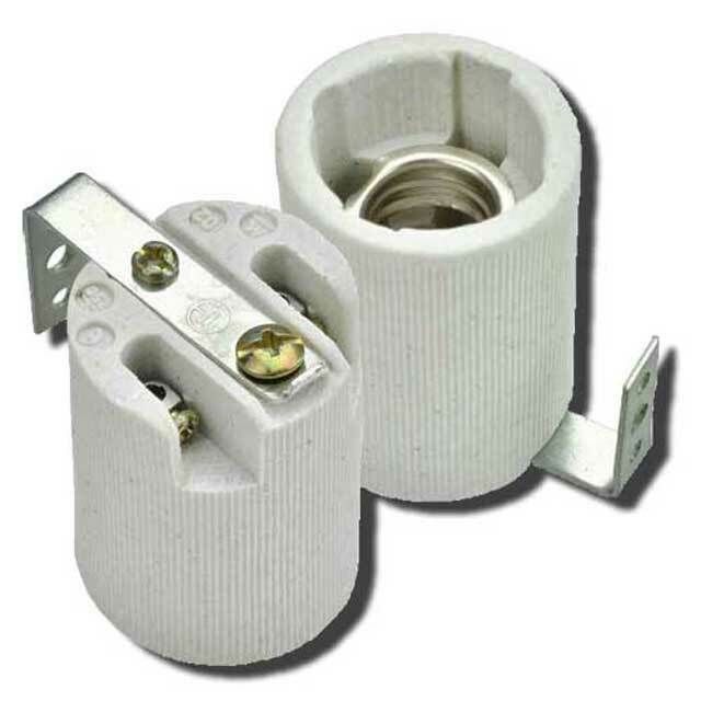 Keramik-Fassung E14 mit Metallbefestigungswinkel, Ersatzfassung, Lampensockel
