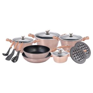 15 teiliges Kochgeschirr Set von Berlinger Haus - Topf- Pfannenset, rosegold