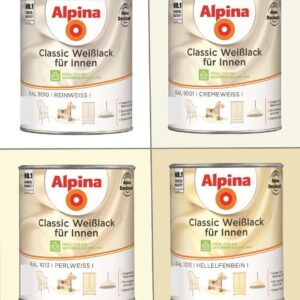 Alpina 750 ml Classic Weißlack Acryl-Lack für Holz Metall & Kunststoff, Farbwahl
